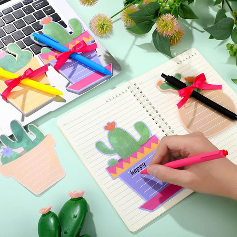 Cactus Sticky Notes with Cactus Pen Cute Cactus Notepads Set Fun Cactus Gifts Cacti Notepads Succulent Note Pad Self Adhesive Note Pads for Xmas School Supply (Stylish, 30 Pcs/ 10 Sets)