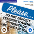 12x18 Inches, 3M .063 Please Do Not Deposit Feminine Hygiene Products Or Baby Wipes in Toilet Sign, EGP Reflective