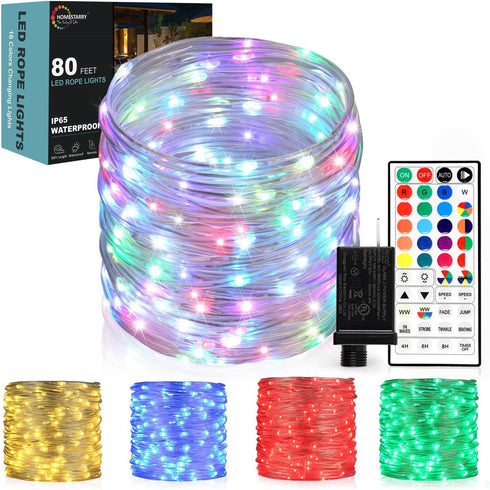 Outdoor String Lights, Rope Lights with Remote, Waterproof String Lights Outdoor Fairy
