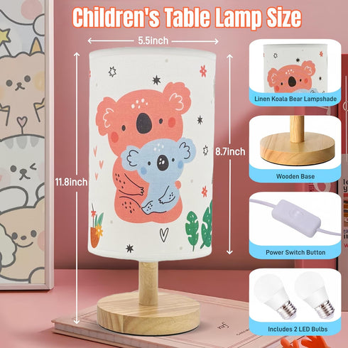 HFYCENYAN Lamps,3Color Kids Lamp,Girls for Bedroom Nightstand Modes LED Bedside Night Light with Koala Bear Cartoon