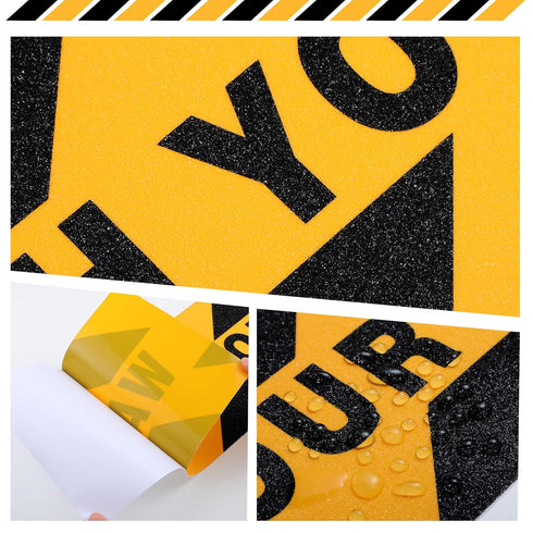 Boao 2 Pcs Watch Your Step Floor Decals, 6 x 24 Inch Warning Sticker, Adhesive Anti-Slip Tape for Workplace Safety,