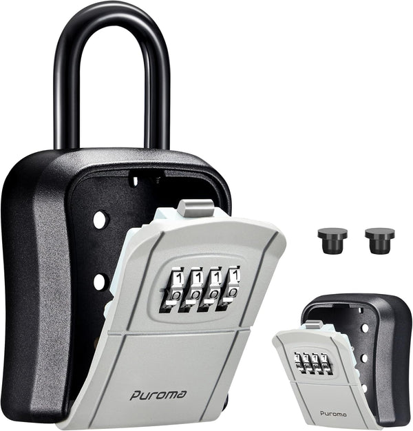 Puroma Key Lock Box, Portable Combination Lockbox Wall-Mounted Key Storage Box for