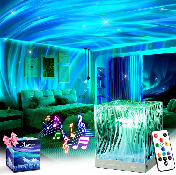 Mubarek Northern Lights for Bedroom,15 White Noise + Bluetooth Galaxy Light Projector,RGB