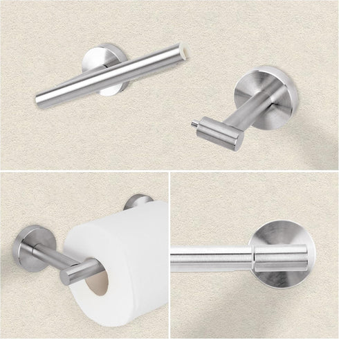 Brushed Nickel Toilet Paper Holder, Wall Mount for SUS 304 Stainless Steel, Double Post Pivoting Roll Holder for