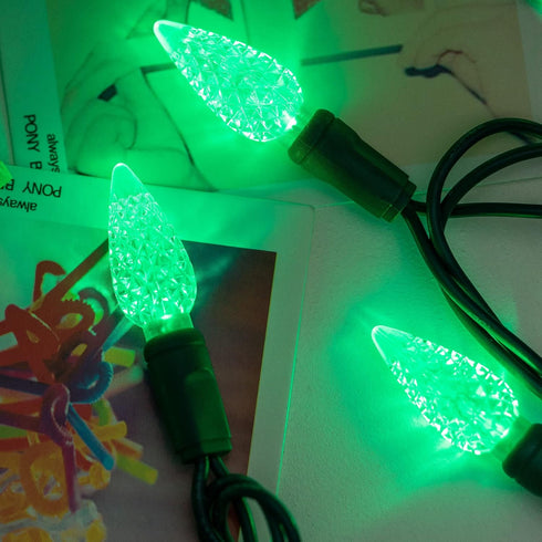 C6 33 100 Count 4" YULETIME Green Strawberry LED Christmas Lights, ft Spacing One-Piece High Waterproof UL Certified