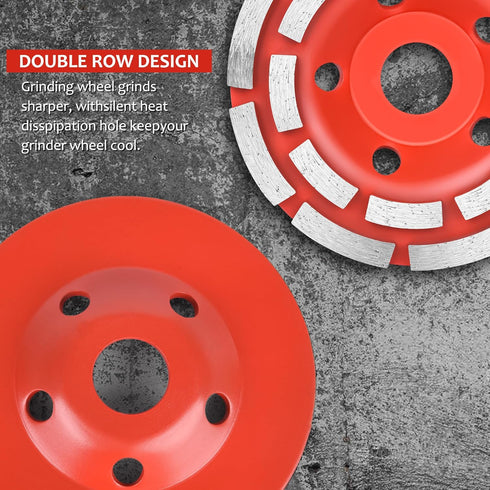 TOOLEAGUE 4.5 Inch Diamond Concrete Grinding Wheel, 3 Pcs Cup Grinder Wheel for Stone & Concrete Polishing