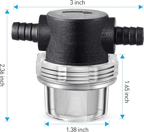 1/2 Inches Water Pump Strainer, Compatible with 3/8 Inches Hose Barb in-Line Strainer Twist-On Pipe Sprayer Filter for Water Pump 12V Direct Current 80 PSI RV Camper Marine Boat Lawn (2) by Dreyoo