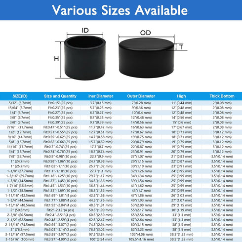 10 1-1/2" (39 mm) Pcs Round Chair Leg Tips Caps, Silicone Rubber Furniture Leg Floor Protectors, Reduce Noise Folding