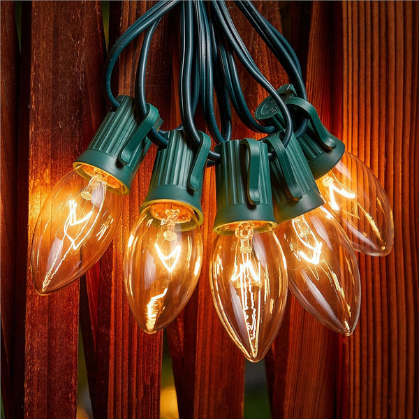 Minetom C9 Clear Christmas String Lights, 25FT 25 Bulbs Bright & Warm