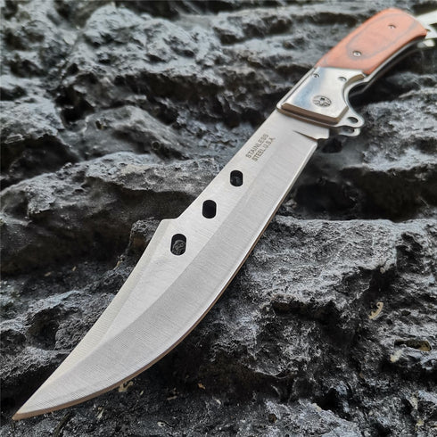 DOOM BLADE Long Blade Pocket Folding Knife, Sharp Survival Work Knives, Foldable Large Knife with Rosewood Handle, Gift