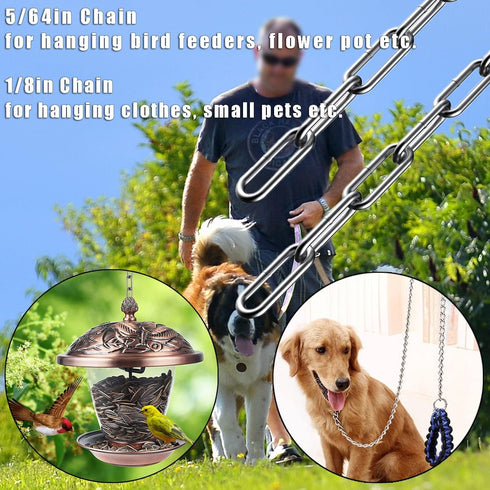 Lsqurel Stainless Steel Chain, 13ft Light Duty 1/8in Utility Chain for Home, Outdoor, Camping, Hanging