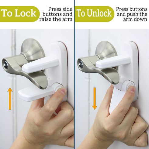 (2 Pack) 3M Door Lever Lock Prevents Toddlers from Opening Doors Easy One-Hand Operation for Adults Durable ABS