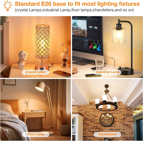 Hong-in T45 Dimmable LED Light Bulbs 6W 2700K Warm White, E26 Base 120Volts for Industrial Touch Control Table Lamps