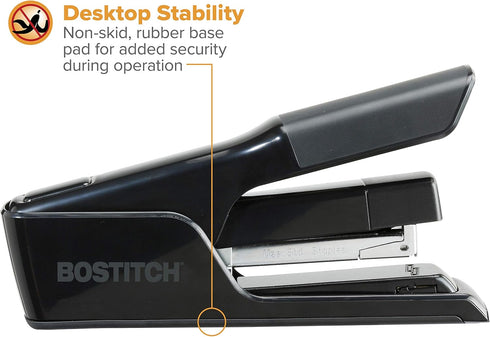 Bostitch Office EZ Squeeze Flat Clinch Desktop Stapler, 40 Sheet Capacity, Reduced Effort, Black (B9040)