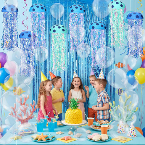 Lunmon 8 Sets 8 10 Inch 100 5/10 Inch Sponge Themed Birthday Party Decoration or Jellyfish Hanging Paper Lanterns Pcs