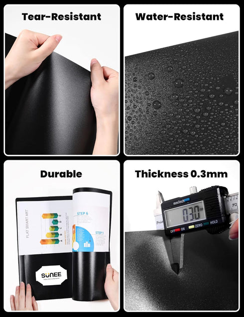 SUNEE 2 Pocket Folders (6 Pack, Black) - Heavy Duty Plastic Two-Pocket Poly Folders for Letter-Size Papers, Bulk for