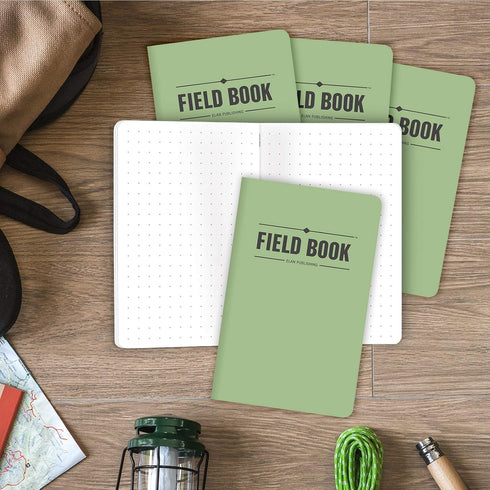 Elan Publishing Company Field Notebook/Pocket Journal, 3.5"x5.5", Green, Lined Memo Book, Pack of 5
