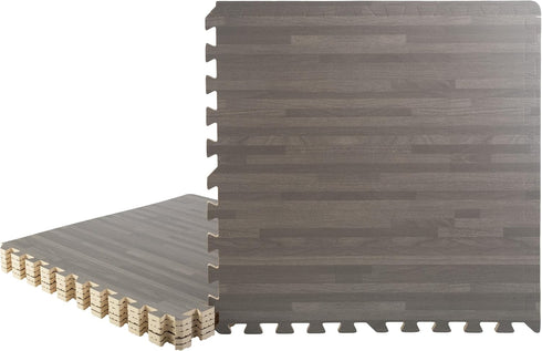 Foam Floor Tiles - 24sqft Wood Grain Interlocking Foam Tiles with Border