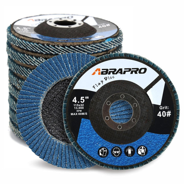ABARPRO Flap Discs, 4-1/2-inch, T29 Zirconia Abrasive Grinding Wheel, 40 Grit (10 Pack)
