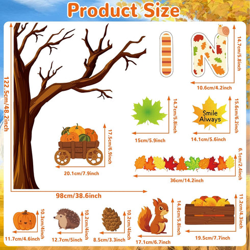 gisgfim Fall Classroom Tree Bulletin Board Set, Motivational Decorations with Leaves Cutouts for School