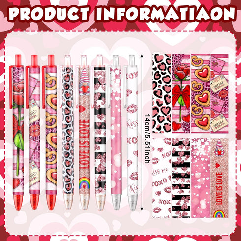 Leinuosen 72 Pcs Valentine's Day Ballpoint Pen Valentine's Day Pens Bulk Black Ink Pens Heart Pens Wedding Pens for School Office Supplies Valentine's Day Wedding Party Supplies by Leinuosen