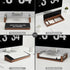 Desktop Black Glass Dry Erase Board with Wood Organizers for Small Office Supplies, Drawer Included