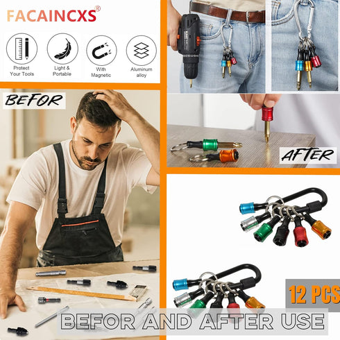 12PCS Bit Holders 1/4 Socket, Hex Shank Screwdriver Bit Holder for Impact Driver with Quick Release