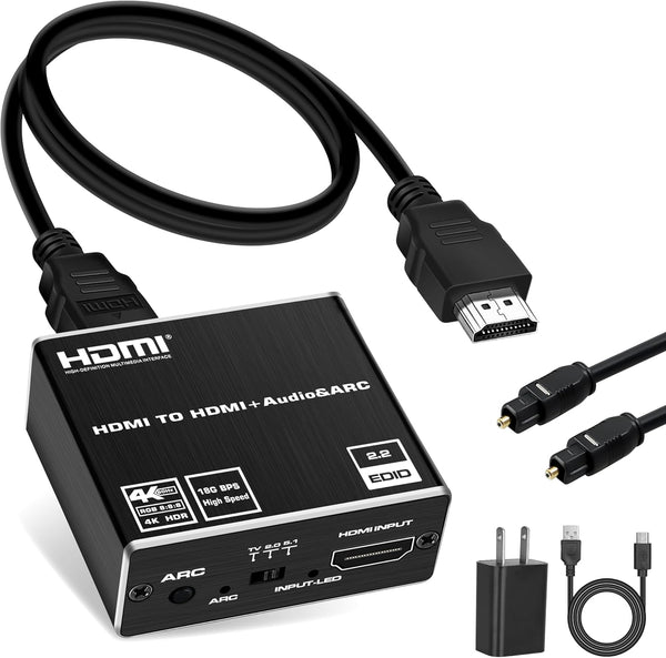 NEWCARE HDMI ARC to Optical Audio Adapter, 4K@60Hz H DMI Audio Splitter Converter,