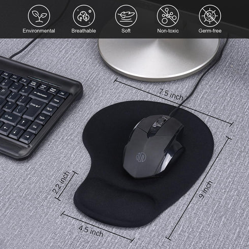 JIKIOU 2 Pack Mouse Pad, Ergonomic Mouse Pads with Comfortable Gel Wrist Rest Support and Smooth Cloth, Non-Slip PU