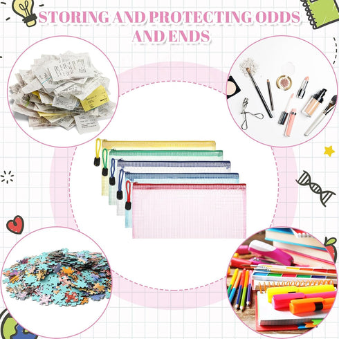 Sherr 120 Pcs Mesh Zipper Pouch Bulk, Small Waterproof Document Pouch with Zipper for School Office Travel
