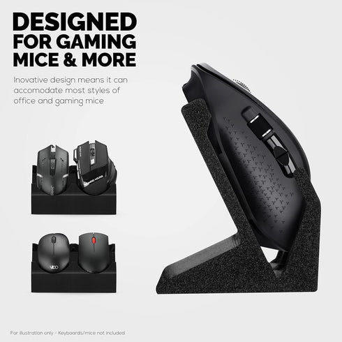 BRAINWAVZ Desktop Dual PC Mouse Stand Holder - Suitable for Gaming & Office Mice, Organize Your Work Space