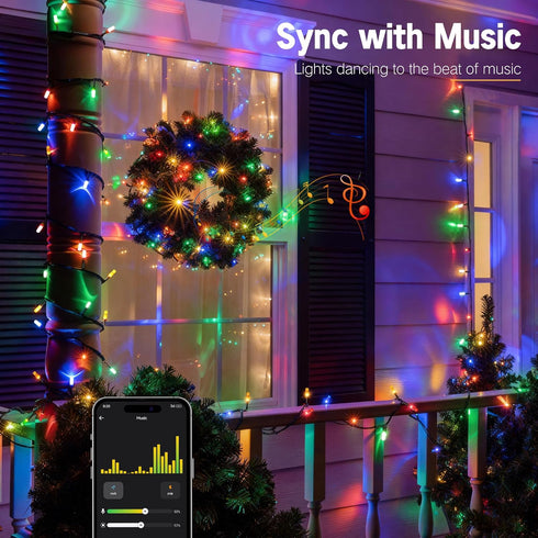 66FT 200 Brizled Smart Christmas Tree Lights, LED Color Changing Bubble Candle String Lights App & Voice Control, Warm
