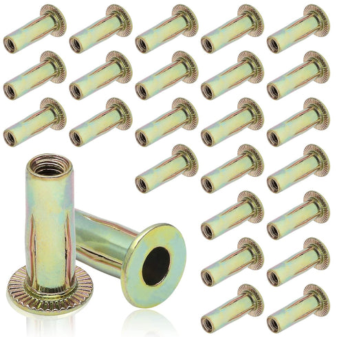25Pcs M6 Steel Multi Grip Rivet Nuts Pre Bulbed Shank Zinc-Plated Flat Head Threaded Insert Nut Fasteners for Industrial