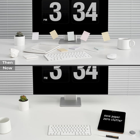 Desktop Black Glass Dry Erase Whiteboard, Small Portable White Board Easel for Desk, Reusable Notepad