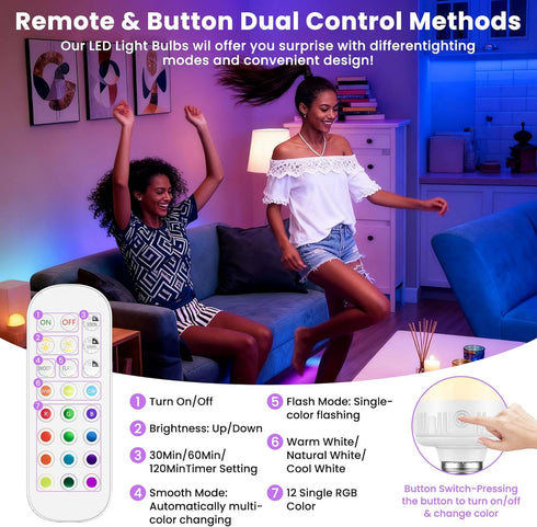 Bulb 8W 600LM E26 Dimmable Bulbs 3 15 Bulbs 2 Pack SCOPOW Rechargeable Light with Remote - Rechargeable Light Control