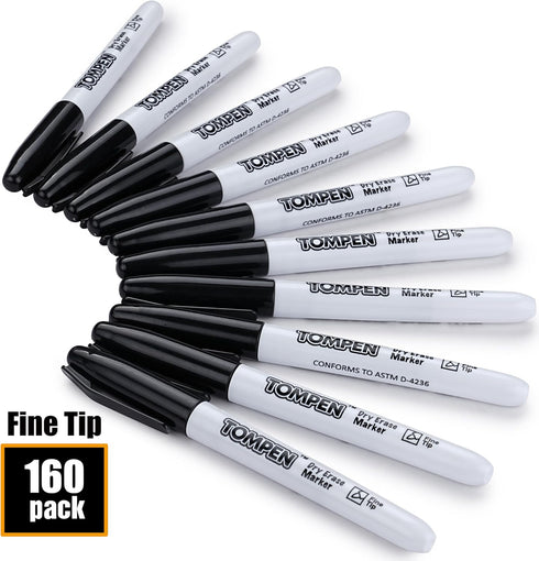 Black,160 Pack Dry Erase Markers Bulk Fine Tip,Low Odor Quick-Drying Whiteboard Markers for Office Home School Writing