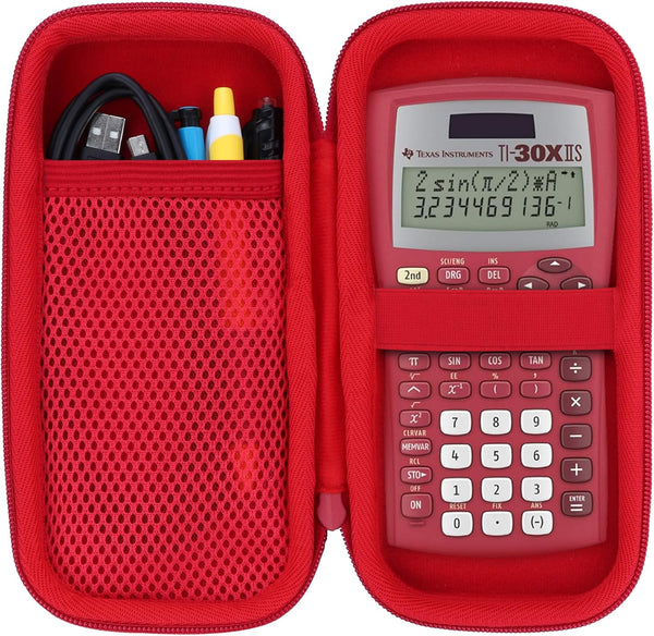 Hard Carry Case for Texas Instruments TI-30XIIS, TI-30XS, TI-30Xa, TI-36X Pro Scientific Calculator (Red Case)