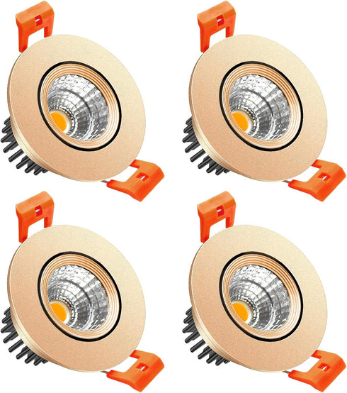 LightingWill 2inch LED Dimmable Downlight, 3W COB Recessed Ceiling Light, Warm White