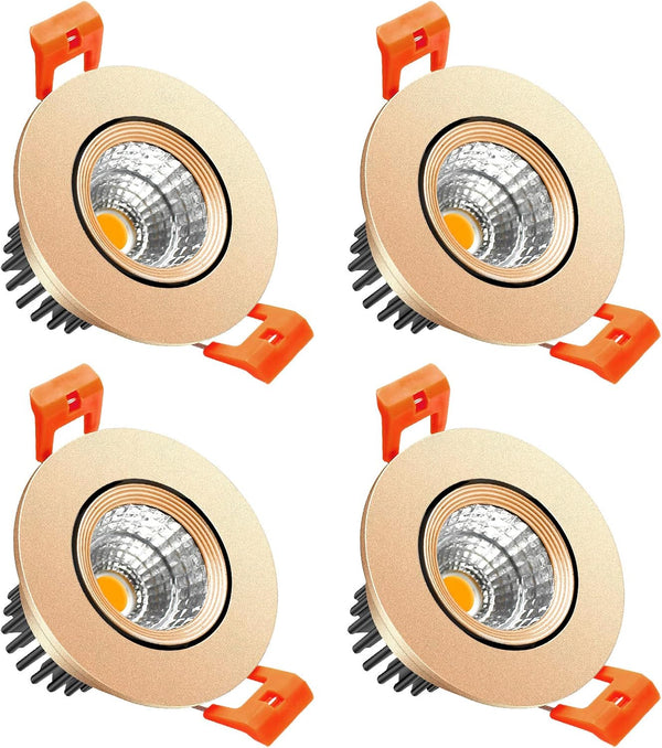 LightingWill 2inch LED Dimmable Downlight, 3W COB Recessed Ceiling Light, Warm White