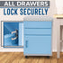 SereneLife 2 Drawer Rolling Cabinet, 3 Compartment Organizer Filing Desk with Coded Lock, Gray/Blue, 16.25” L x 16.5” W