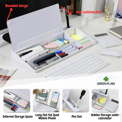 Green Plain Desktop Glass Whiteboard, Perfect Desk Board for Home, Office, and School, Glass Dry Erase Board