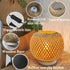 2700K G45 Bulb Small Rattan Lamp, Boho Table Lamp, Vintage Wicker Nightstand Lamps with Wood Base, Bohemia Woven Lamps