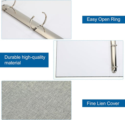 Chuangdi 4 Pcs 3 Ring Binder - Linen Cover, 1.25 inch Durable Round Rings for 8.5 x 11 Inch Paper, 4 Colors