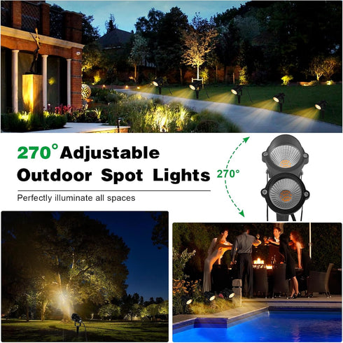 120V 5.9 3 Pack Outdoor Landscape Spotlights, LED Spot Light Waterproof for Garden and Yard Up Lighting, Warm Light