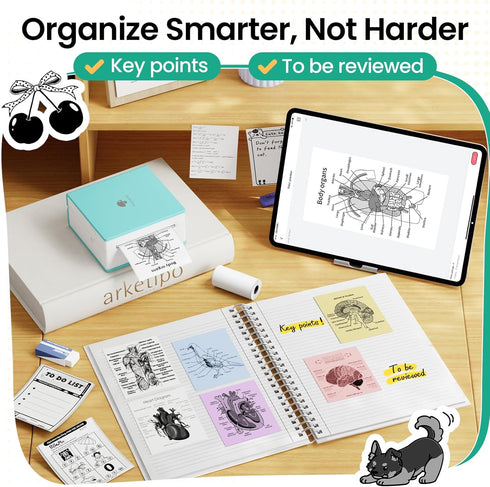 Phomemo Mini Sticker Printer, Mini Printer Sticker Maker Machine M02, Print Pods for Student Name Label, Study Notes,