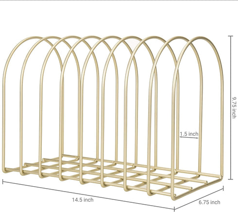 MyGift Large Brass Metal Wire Document Holder, 8-Slots File Folder Organizer Rack with Arch Design
