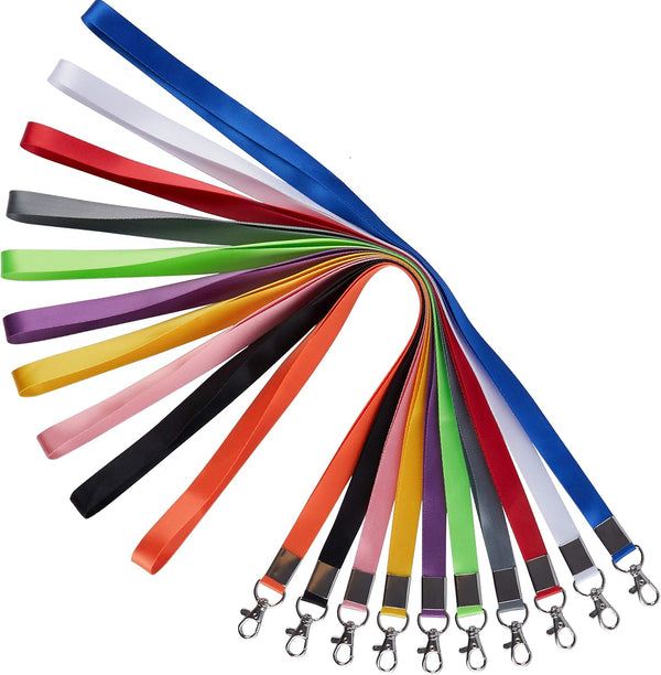 YOUOWO Lanyard for Keys - 10 Pack in 10 Colours for ID Badges Holder, Colored Neck Office Bulk Lanyards