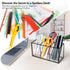 Tempered Glass Pencil Holder for Desk, 3 & 4 Compartments Desktop Storage Organizer for Office and School Supplies