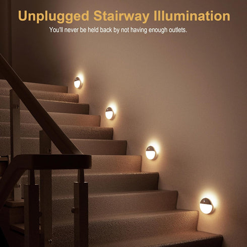 YUNLEX 4 Pack 2.6" Dimmable 3 Stair Lights Indoor, Small Stick on Lights, Motion Sensor Night Light, Light Modes