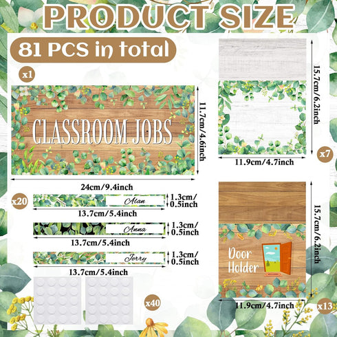 Seajan 81 Pcs Class Jobs Pocket Chart Colorful Bulletin Board for Classroom Management with 40 Adhesive Points